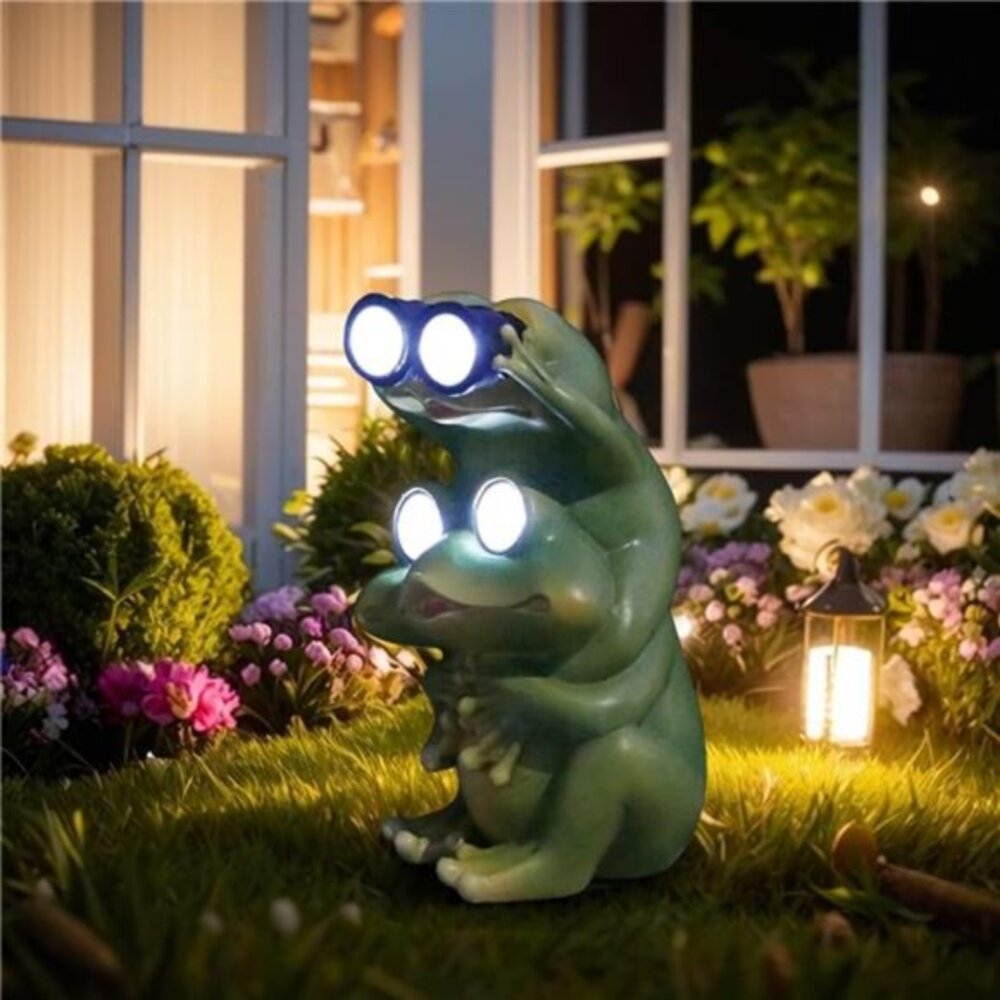 Garden Decor Yard Outdoor Decorations: Patio Statues Solar Powered‎ Frog Front